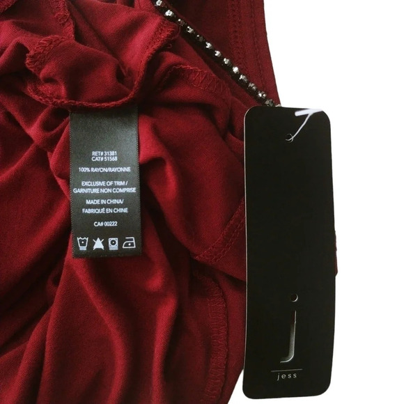 J - Jess A-Line Burgundy Tank Top with Decorative Rhinestones XS NWT - Picture 8 of 8